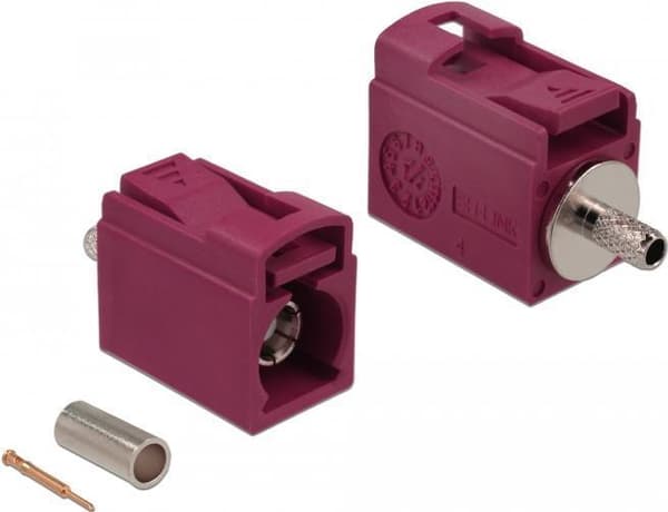 DeLOCK 21 mm (kort) til crimpning - RF-stik - FAKRA L-stik (F) crimp - karminrød, RAL 3002 (89710)