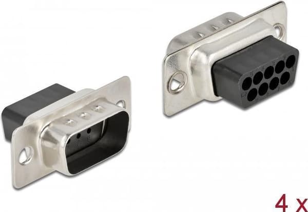 Delock - Crimphus - D-Sub 9-benet crimp han (pakke med 4) (66708)