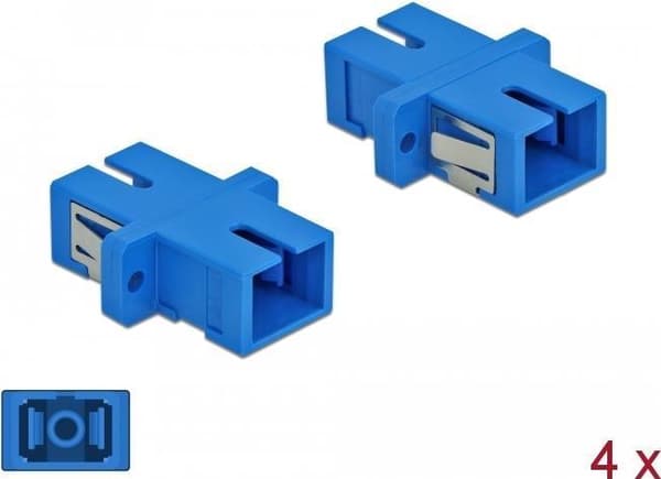 DeLOCK - Netværkskobling - SC Single-Mode (W) til SC Single-Mode (W) - Fiberoptik - Blå (pakke med 4) (85990)