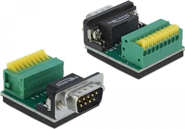 DeLOCK - Seriel adapter - DB-9 (M) til 9-benet stikblok - fingerskruer, trykknap