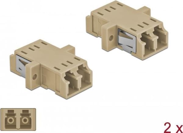 DeLOCK - Netværkskobling - LC Multi-Mode (W) til LC Multi-Mode (W) - fiberoptisk - OM1/OM2 - beige (pakke med 2) (86535)