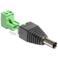 DeLOCK Adapter DC 2,1 x 5,5 mm han > Klemmeblok - strømforsyning - DC-stik 2,1 mm (M) - 2-benet klemrække (65422)