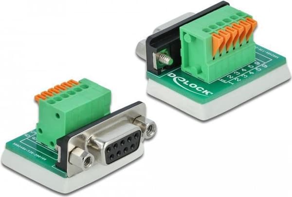 DeLOCK - Seriel adapter - DB-9 (F) til 6-benet terminalblok - Fingerskruer, trykknap (66556)