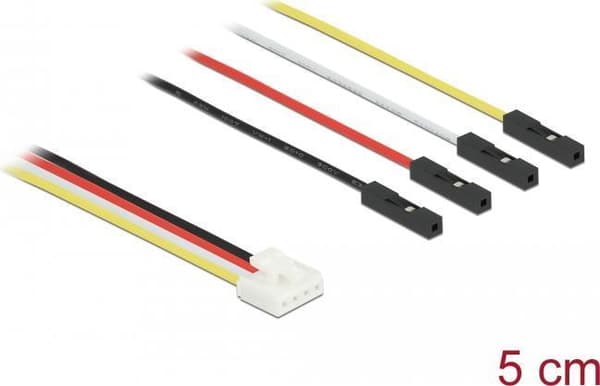 Delock IOT - Strøm-/datakabel - 4-bens Grove (M) til jumperledninger (W) - 5 A - 5 cm - startkabel - sort, hvid, gul, rød (86946)