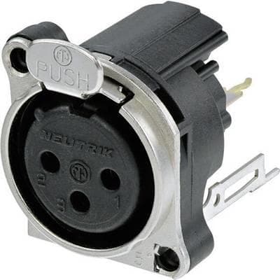 Neutrik NC3FBV2 XLR konnektor flangefatning, kontakter lige antal poler: 3 sorte 1 stk (NC3FBV2)