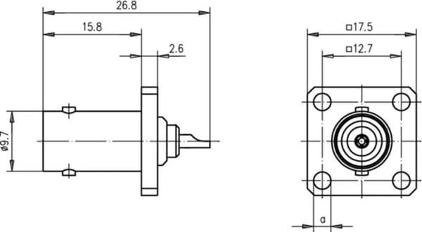 Telegärtner J01001A0698 J01001A0698 BNC-kontakt Flänshylsa 50 Ω 1 st(s)