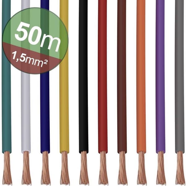 Quadrios 22CW007 Wire 1 x 1,5 mm² hvid, blå, brun, orange, grøn, gul, grå, violet, sort, rød 1 sæt