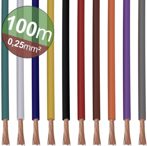 Quadrios 22CW002 trådsortiment 1 x 0,25 mm² vit, blå, brun, orange, grön, gul, grå, violett, svart, röd 1 set (22CW002)
