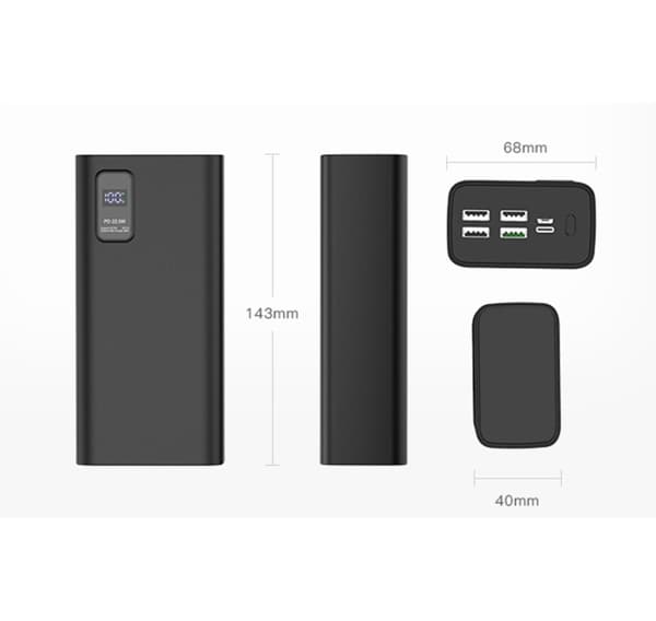 Platinet powerbank 30000mAh PD QC LED, svart