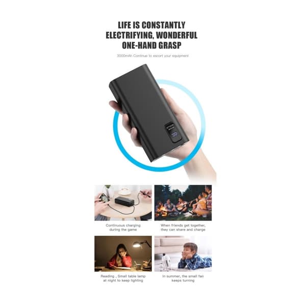 Platinet powerbank 30000mAh PD QC LED, svart