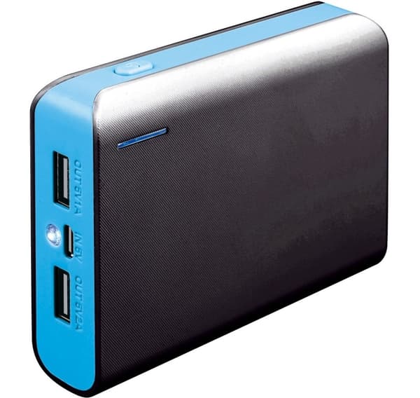 Platinet batteribank 6000mAh + lommelykt, blå (PMPB6BBL)