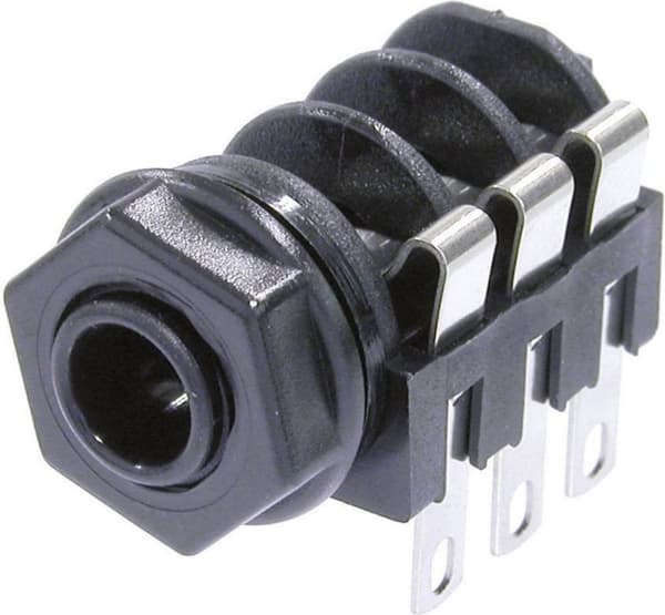 Neutrik NMJ6HC-S Jackstik 6,35 mm fatning, vandret installeret Antal ben: 3 Stereo Sort 1 stk.