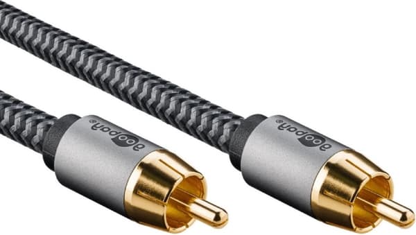 Digitalt koaksialt lydkabel - Forgyldt - Premium - Nylon ærme - 10 meter - Sort/Grå