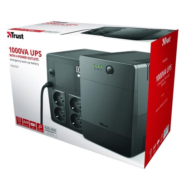 UPS 600 watt (1000 va, simulerad sinusvåg av vågformstyp, 23504), Trust