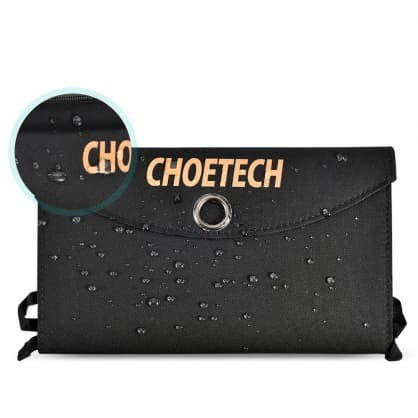 Aurinkopaneeli Taitettava aurinkolaturi 19W 2x USB 2,4A" musta, Choetech