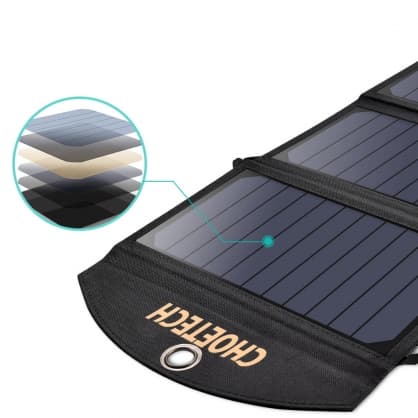 Aurinkopaneeli Taitettava aurinkolaturi 19W 2x USB 2,4A" musta, Choetech