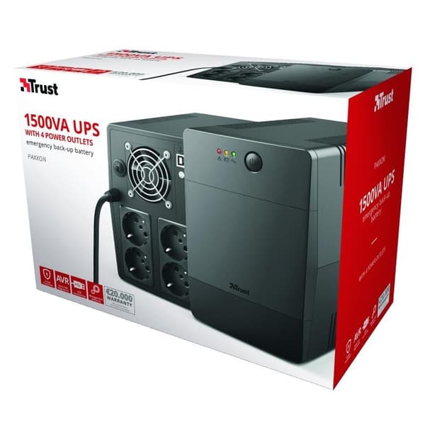 UPS TRUST 900 Watts (1500 VA, Wave form type Simulated sinewave, Desktop/pedestal, 23505)