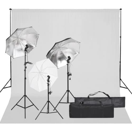 Fotostudio med lampor och bakgrund