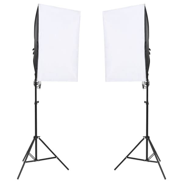Fotostudio med lampor, bakgrund och reflexskärm