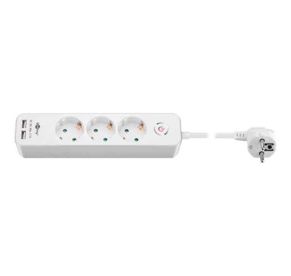 Goobay, 41264 3-vejs strømstik med switch og USB