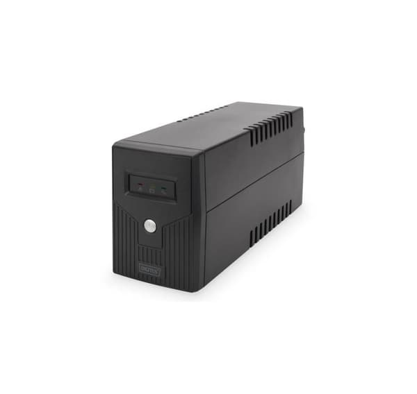Digitus, Line-Interactive UPS, Line-Interactive UPS DN-170063, 600VA, 360W, 1x 12V/7Ah batteri, 2x CEE 7/7 udtag, 2x RJ-11, 1x USB 2.0 type B, LED, Si Sort
