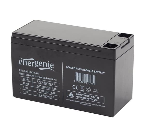 EnerGenie, Genopladeligt batteri til UPS, BAT-12V7.5AH