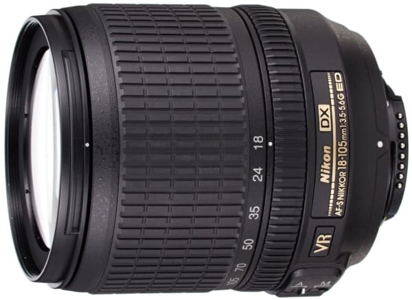Nikon AF-S DX NIKKOR 18-105 mm f/3.5-5.6G ED VR, teleobjektiv, 15/11, 18 - 105 mm Sort