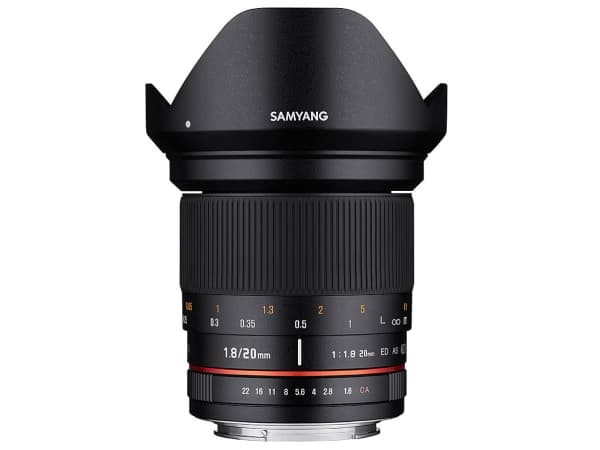 Samyang 20mm F1.8 ED AS UMC, Bredt, 13/12, Canon M Sort