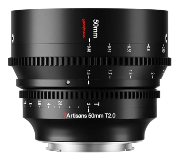 7Artisans 50 mm T2.0 Canon RF, kinoobjektiver, 6/5, Canon RF Sort