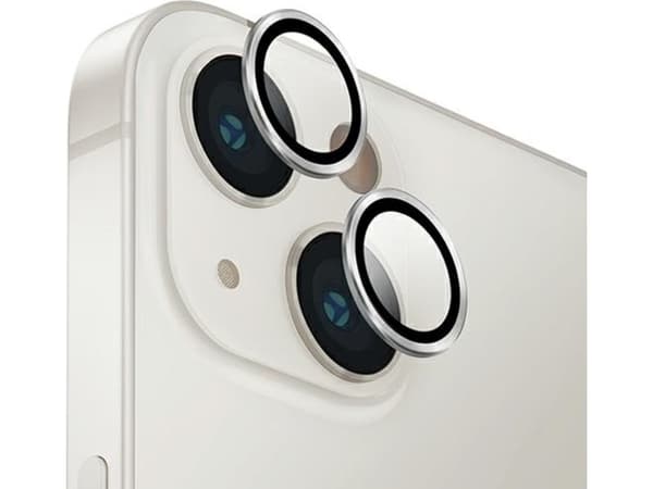 UNIQ Optix Aluminium Kameralinsskydd iPhone 14 6,1" / 14 Plus 6,7" sterling silverglas på kameralinsen med applikator