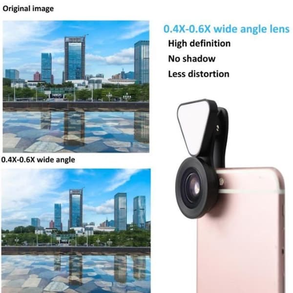 TD® vidvinkelobjektiv 3 i 1 smartphone 12X optisk zoom teleskop kameralins teleskop mobiltelefon svart färg