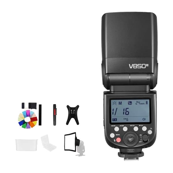 Speedlite Blitz, 76W Effekt, Kompatibel med Canon, Nikon, Sony,V850III