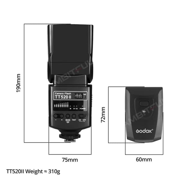 Kameran salama, langaton signaali, yhteensopivuus eri DSLR-kameroiden kanssa, TT520II