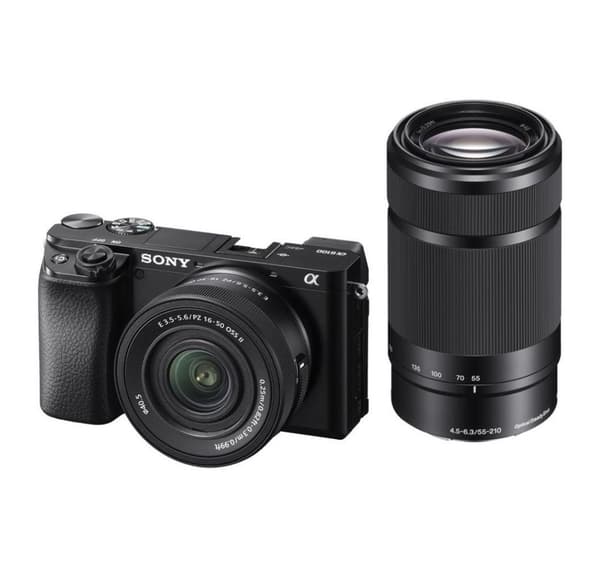 Sony ILCE-6100 spegellös kamera + 16-50 mm + 55-210 mm objektiv