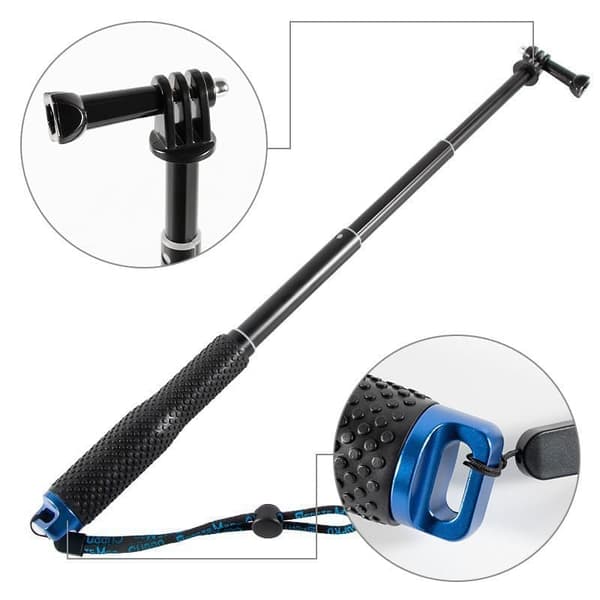 Gældende Gopro sportskamera Selfie Stick Aluminiumslegering Bærbart håndholdt foto Live Photography Teleskopisk forlængerstang