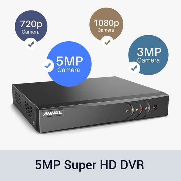Säkerhetskamera, 8 Kameror, 5MP, Rörelsedetektor