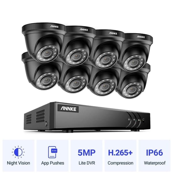 Säkerhetskamera, 8 Kameror, 5MP, Rörelsedetektor