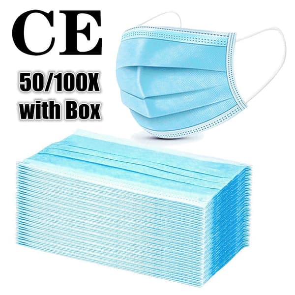50 mascherine usa e getta con scatola, maschere per il viso, mascherine chirurgiche con clip a 3 strati non tessuti, maschere monouso,tipolvere,