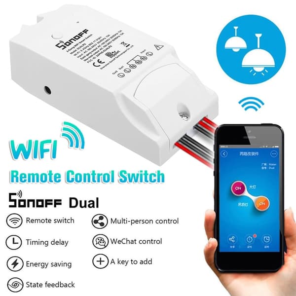 SONOFF Dual Channel DIY WIFI Wireless APP -kaukosäädinkytkinpistorasiamoduuli AC 90-250V älykkään kotiin