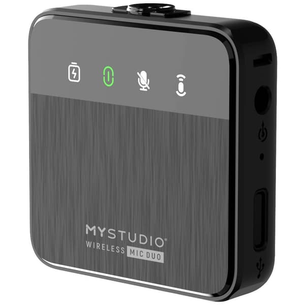 Easypix MyStudio® Wireless Mic Duo Myggmikrofon Studiomikrofon Sändare signal:Sladd, Trådlös inkl. vindskydd, inkl. mik