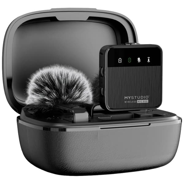 Easypix MyStudio® Wireless Mic Duo Myggmikrofon Studiomikrofon Sändare signal:Sladd, Trådlös inkl. vindskydd, inkl. mik