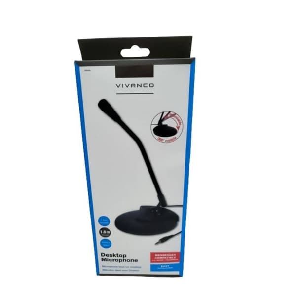 Vivanco IT-MIC 1 Svanhals Datormikrofon Sändare signal:Sladd inkl. kabel Mikrofon (3.5 mm) Sladd Svart