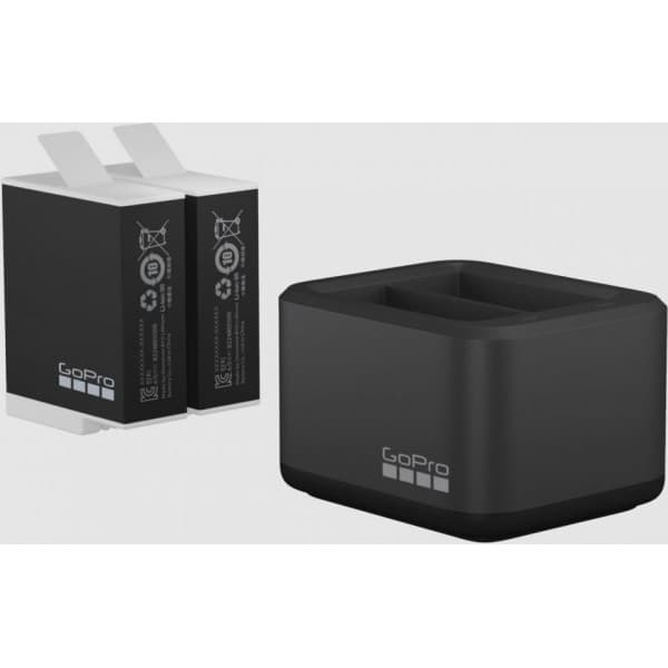GoPro HERO12, HERO11 HERO10 & HERO9 Enduro Battery -laturi ja kaksi akkua