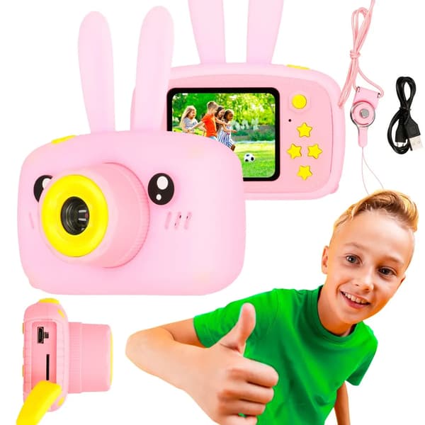 Extralink H23-kamera for barn med 20 megapiksler og innebygde spill - Rosa Rosa, Gult