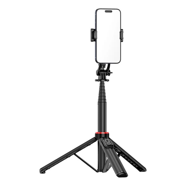 Teleskopisk selfie-stick med tripod och Bluetooth 5.2-fjärrkontroll, 1,3m - Svart