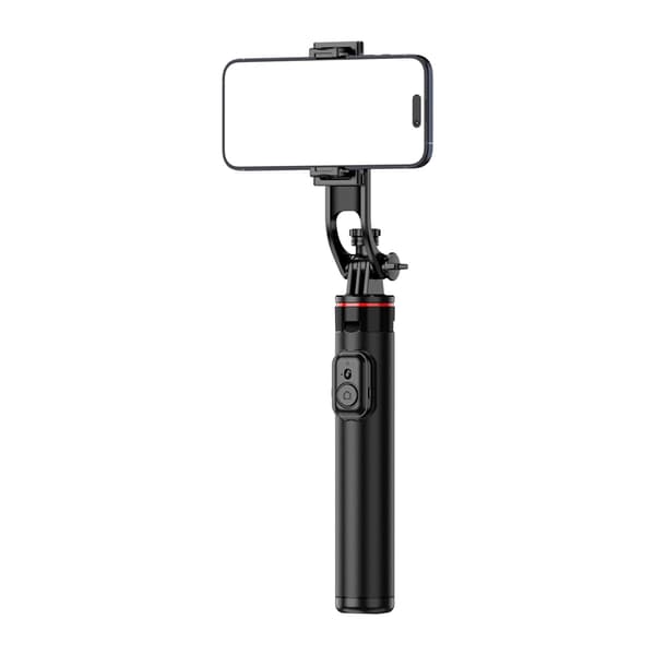 Teleskopisk selfiepinne med stativ og Bluetooth 5.2-fjernkontroll, 1,3 m - Svart