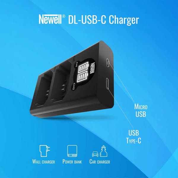 Newell Dl-usb 2 Batterier Lp-e6n Dobbelt Lader