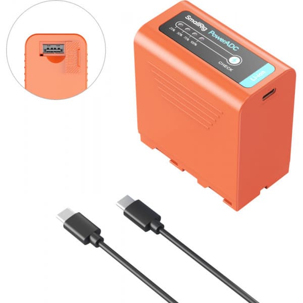 SmallRig 4972 NP-F970 USB-C ladattava kamera-akku (Oranssi)