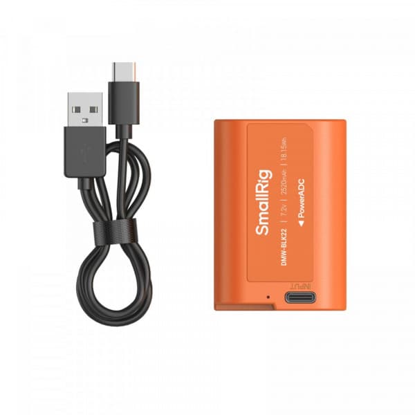 SmallRig 4979 USB-C genopladeligt kamera-batteri DMW-BLK22, orange