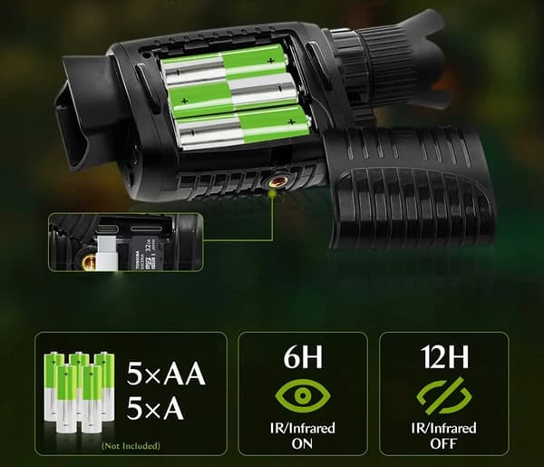 Nattseende 7 nivåer upp till 800 m 5x ZOOM LED FullHD 1080p USB Digital 128 GB